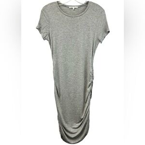 BRAND NEW Antistar Short Sleeve Bodycon Dress Ruched Sides Gray Med Knee Length